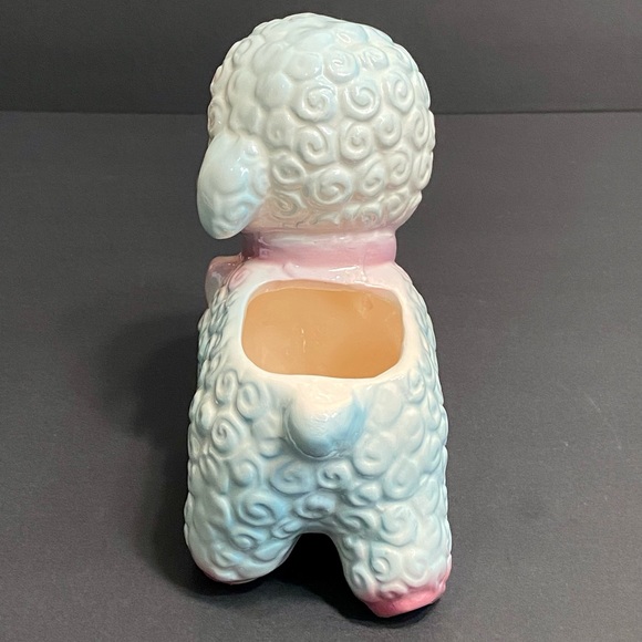 Vintage Rubens Anthropomorphic Curly Baby Lamb Planter - Pink/Blue - Japan - Picture 3 of 8